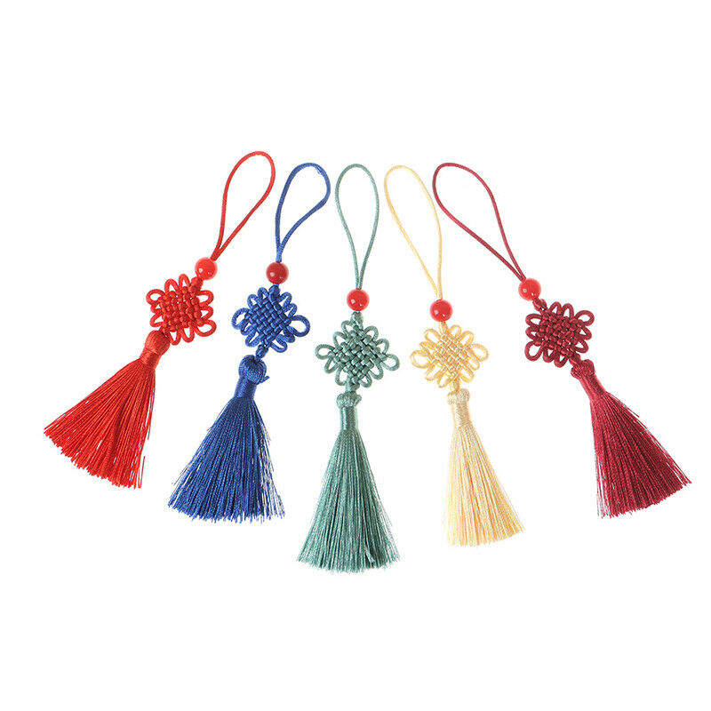 5Pc Red Bead Mini Chinese Knot Tassel DIY Jewelry Accessories Home Decor .l8