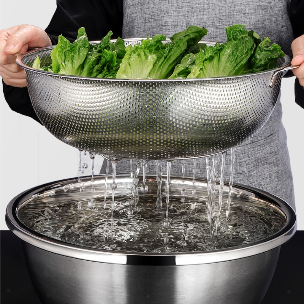 Stainless Steel Strainer Rice Sifter Dishwasher Safe Tableware Drainer 38cm