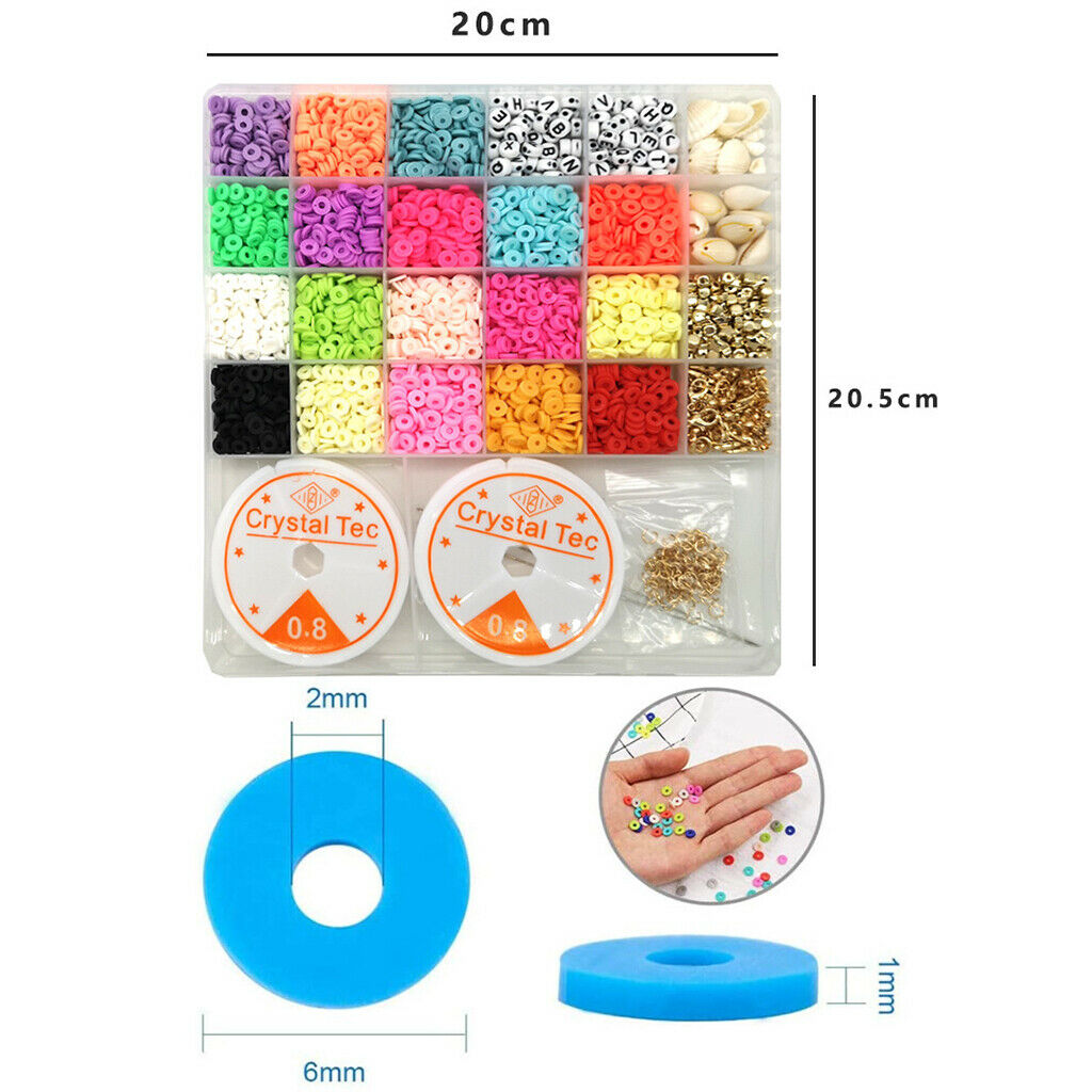 3622pcs Flat Disc Polymer Clay Loose Spacer Beads for DIY Jewelry Making Kit
