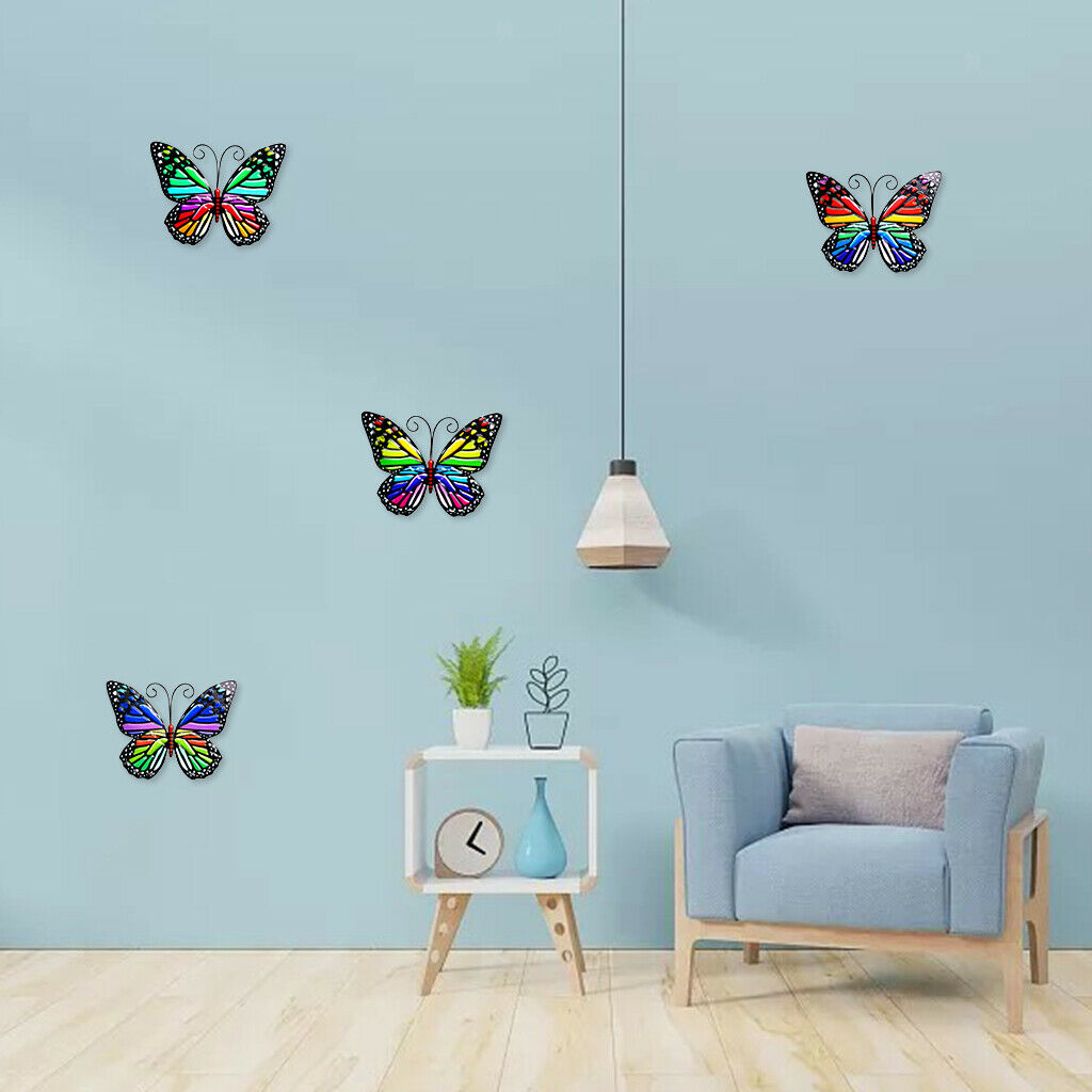 4Pack Butterfly Wall Decor Colorful Home Yard Patio Fence Hanging Accents