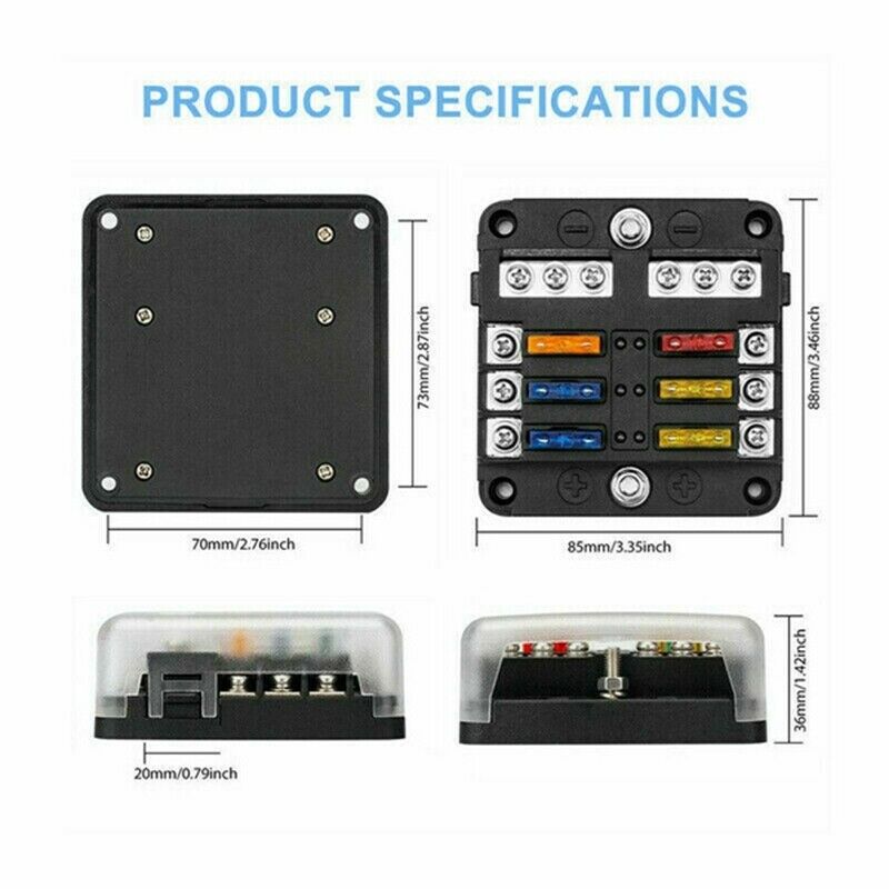 6-Way Waterproof Fuse Block,with LED Indicator 12 Circuits with Negative MarinR8