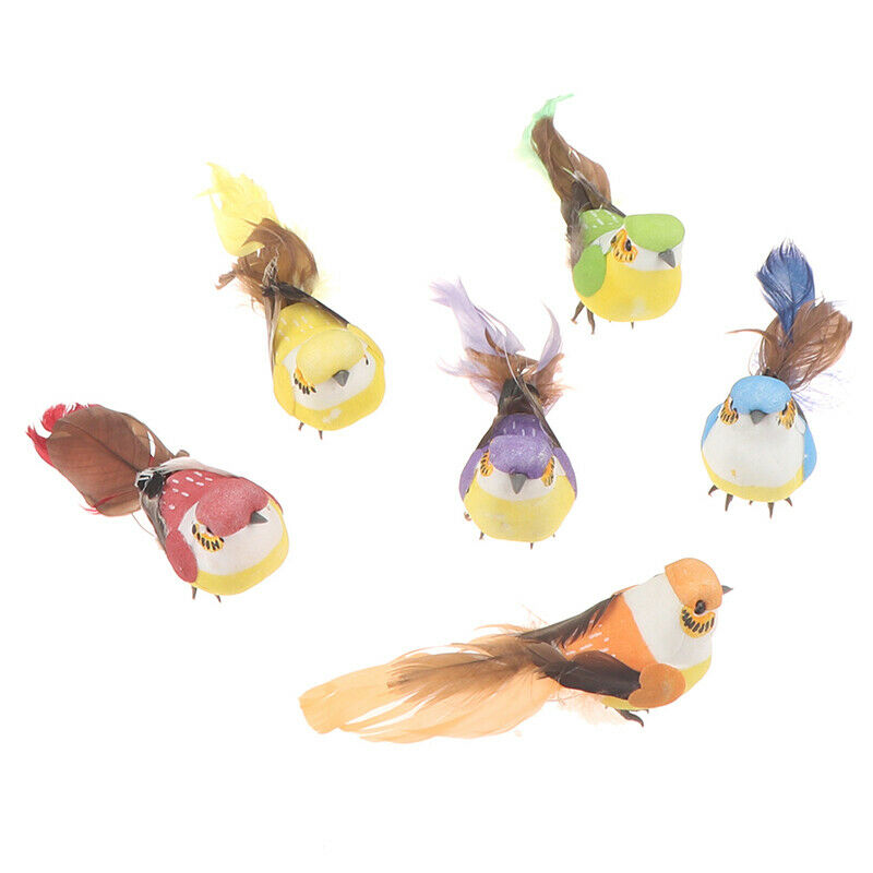 2pcs Foam Feather Artificial Birds Vividly Sparrow Garden Emulation Decor.l8