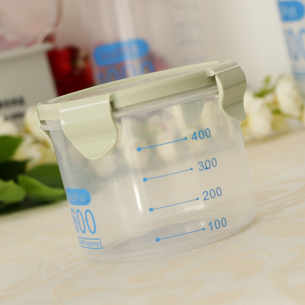 4Pcs Dry Food Storage Container With Scoop Plastic Cereal Pet Dog Cat Dispenser