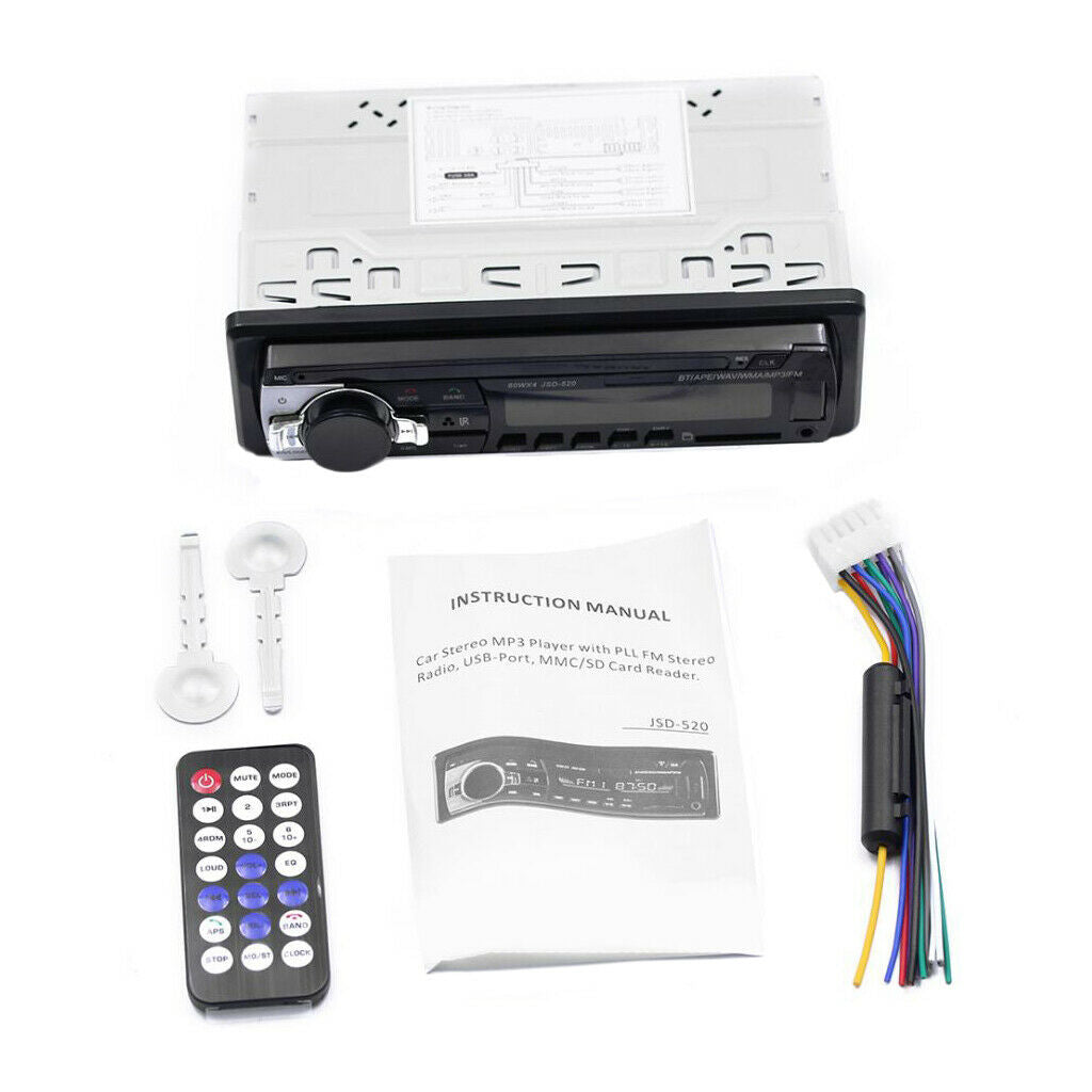 Metal Auto Stereo MP3 Player FM AUX USB Input Bluetooth 7.4x2.28x3.94inch
