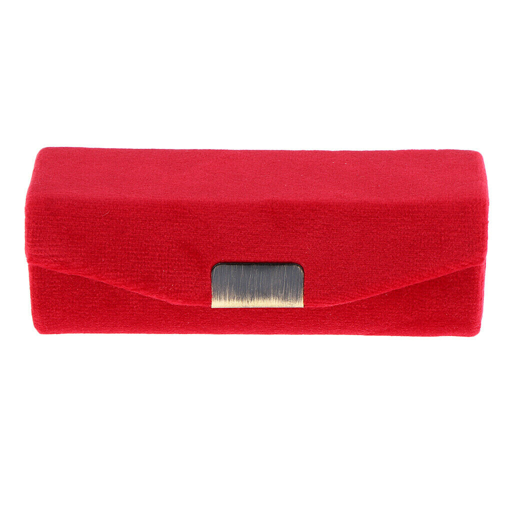 Velveteen Lip Gloss Box Lipstick Storage Case Container w/ Mirror for Purse Red