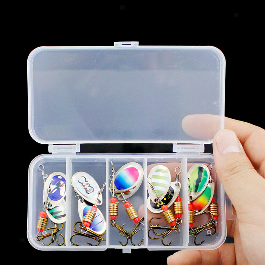 10x Metal Multicolor Sequins Baits Spinnerbait &Organizer Box Saltwater