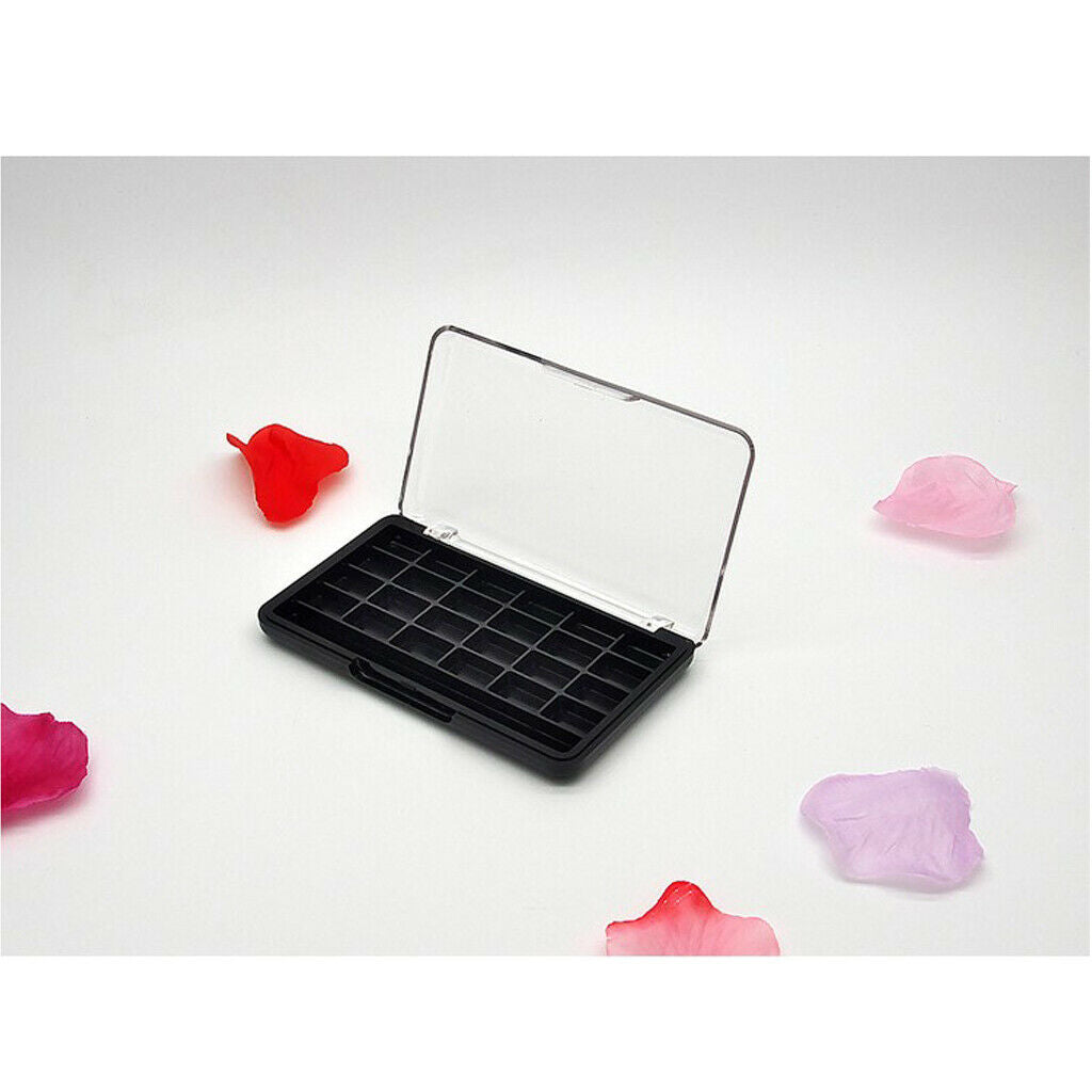 3Pcs 24 Slots Eyeshadow Palette Lip Gloss Powder Holder Container Case Black