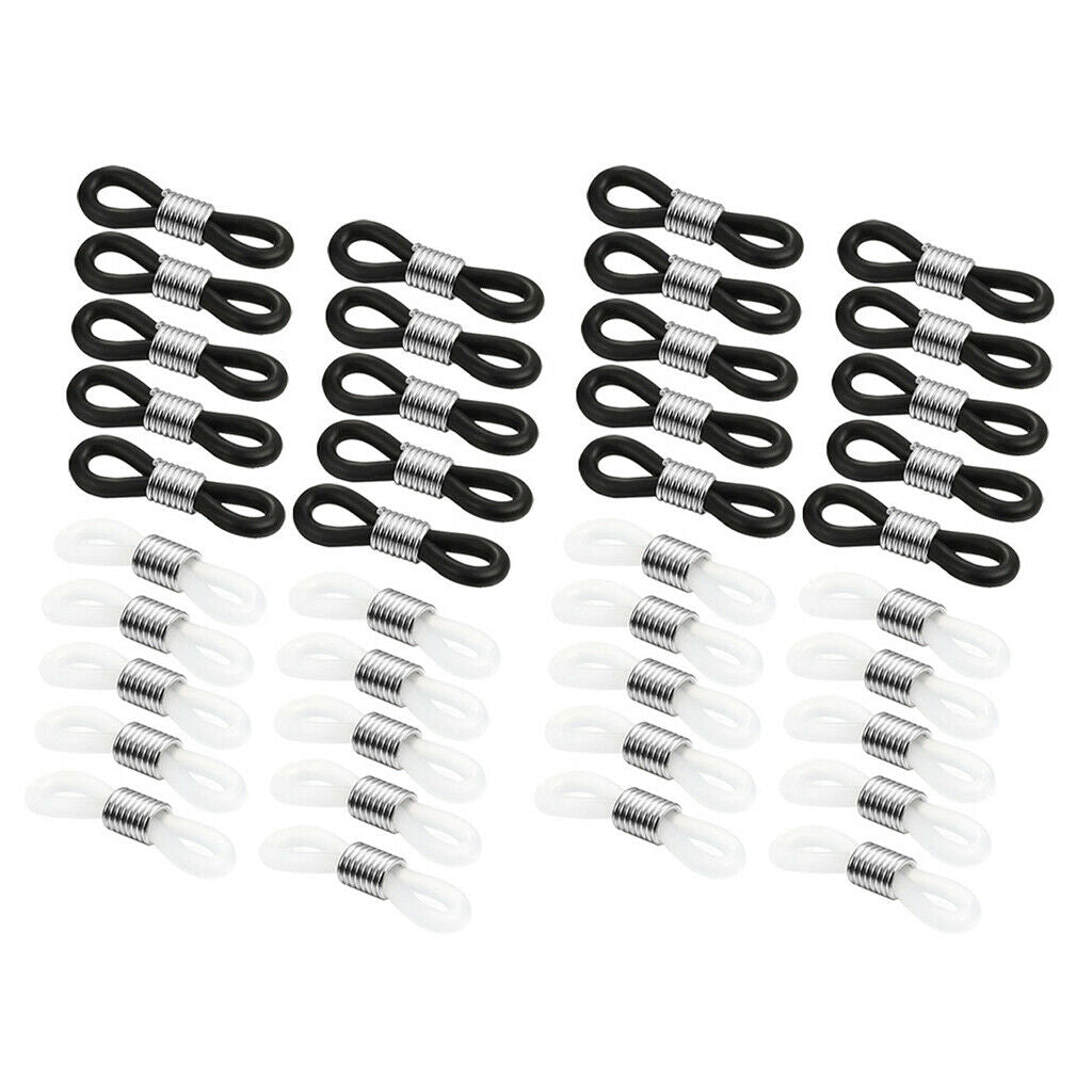 Prettyia 40Pcs Rubber Connectors Ends Eyeglass Holder Repair Chain Cord Loop