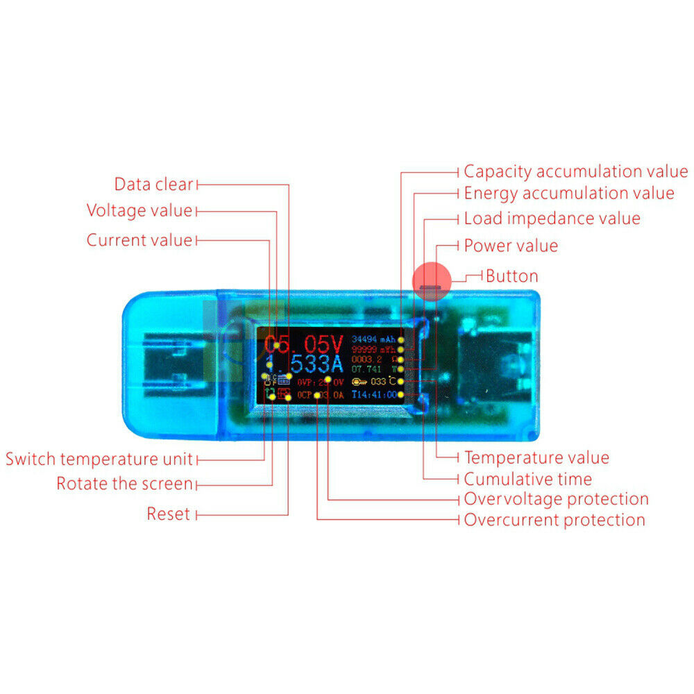 24 in 1 USB 3.0 Tester Voltage Current Power Meter Monitor Power-off Protection