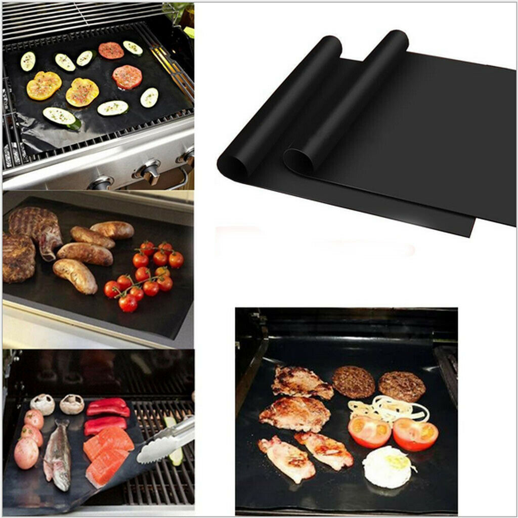 Double BBQ grill mats, reusable for meat, fish and vegetables
