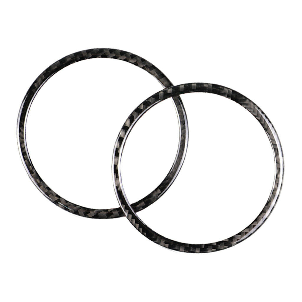 2PCS Carbon Fiber Door Car Speaker Sound Cover Ring For Ford Mustang 2015-17