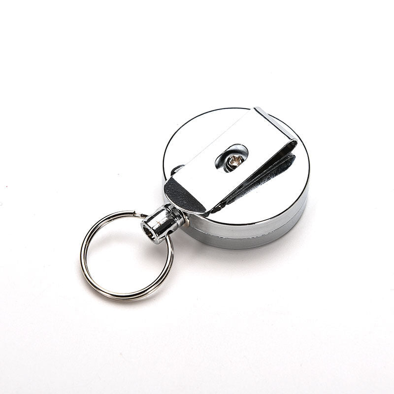 1 Pc Full Metal Keychain Stainless Steel Retractable Key Recoil Pull Chain A XC