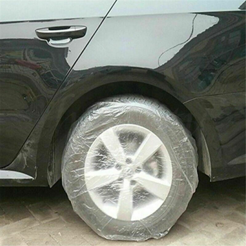 10PCS Car Universal Disposable Waterproof Transparent Tire Wheel Cover Protect