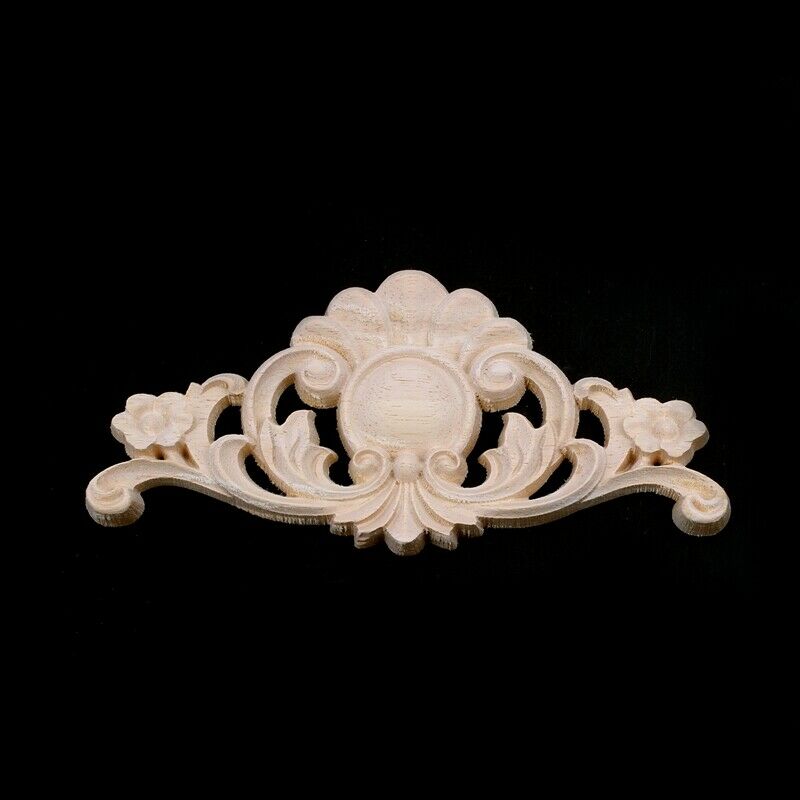 1X Exquisite Classic Rubber Wood Carved Applique Retro Furniture Craft Decor (E6