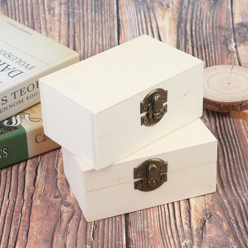 Home Storage Box Natural Wooden With Lid Golden Lock Jewelry Case Wooden .l8