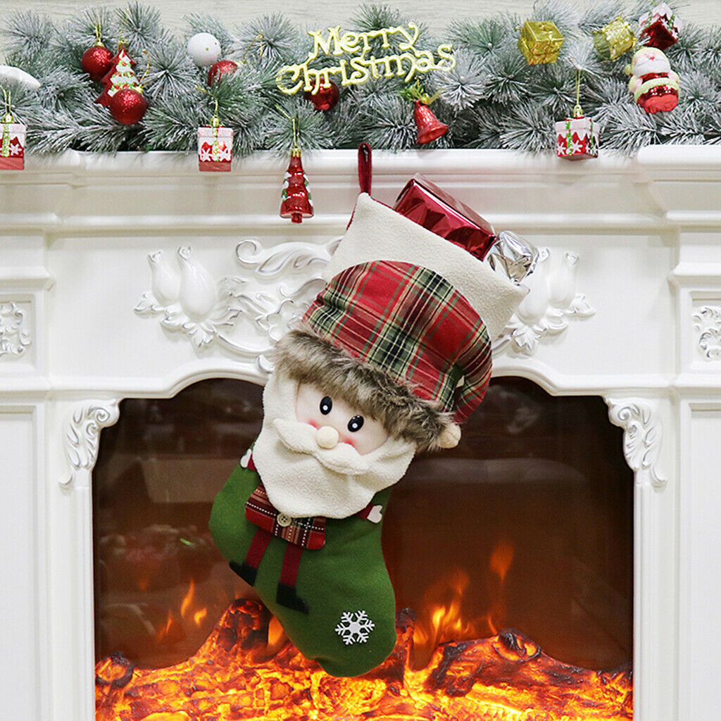 Kids Festival Christmas Gift Present Candy Socks Stocking Party Green Santa
