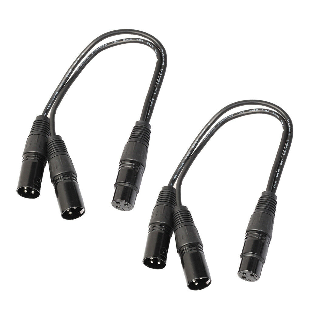 2X XLR 3Pin Female to 2 XLR Male Y Splitter Cable Adapter Converter Cord 1ft