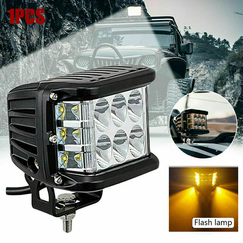 4Inch Work Side Shooter LED Light Bar Combo Pod White & Amber Strobe Lamp SU Kt