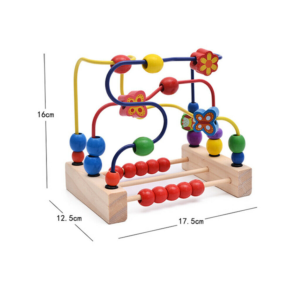 Bead Maze Activity   for Baby, Toddler Wooden Roller Coaster Sliding Beads on