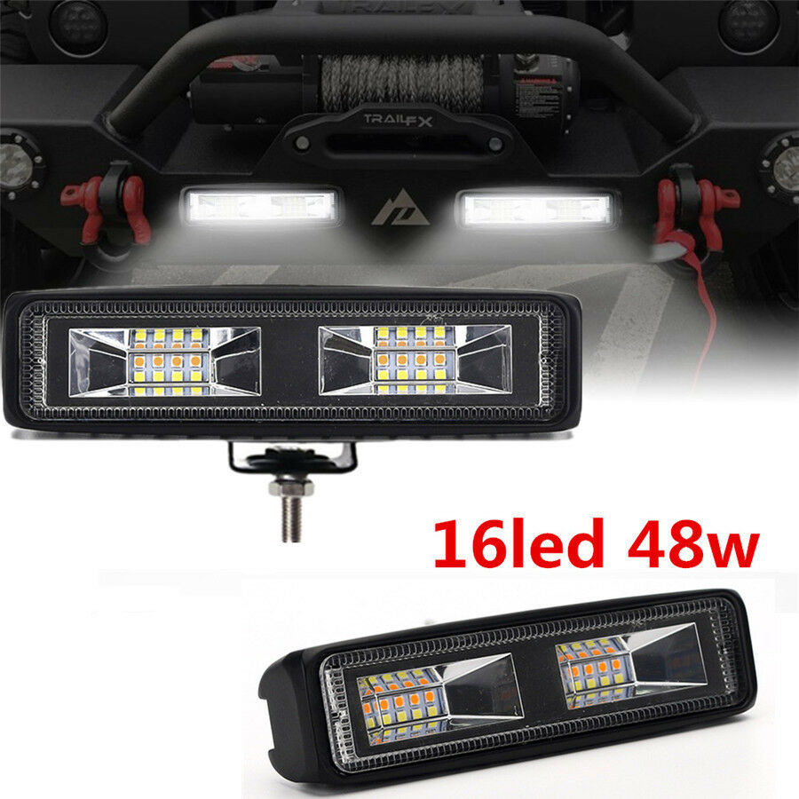 1x 6 inch 48W Car Off-Road Driving Fog Lamp Flasher LED Work Light Amber & White