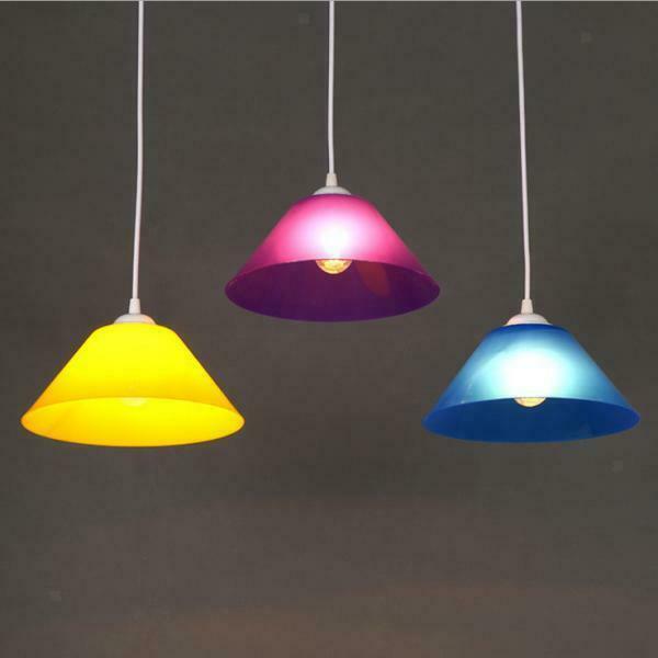 2 Pack Bright Color Cone-Shaped Lampshade Ceiling Light Fixture Blue & Green