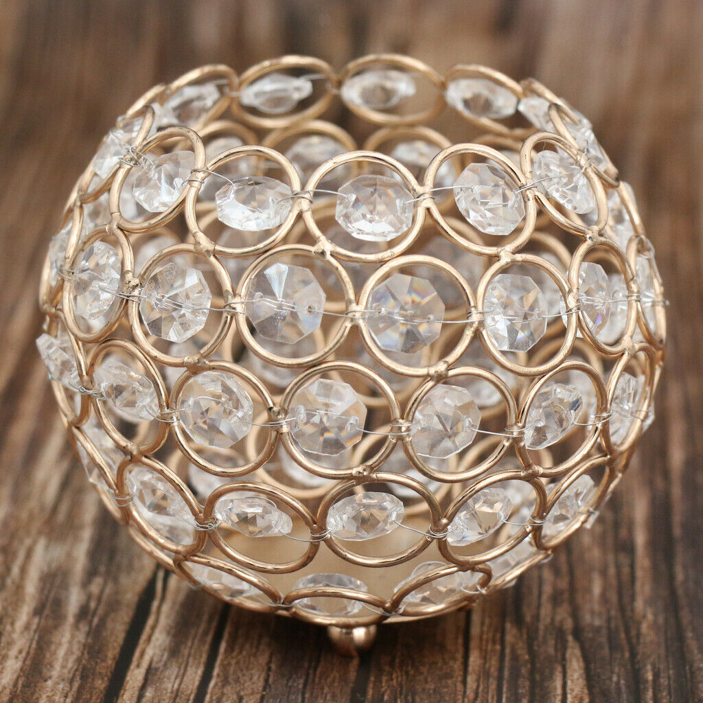 2PCS 12cm Crystal Candle Holder Candlestick for Wedding Decoration _Gold