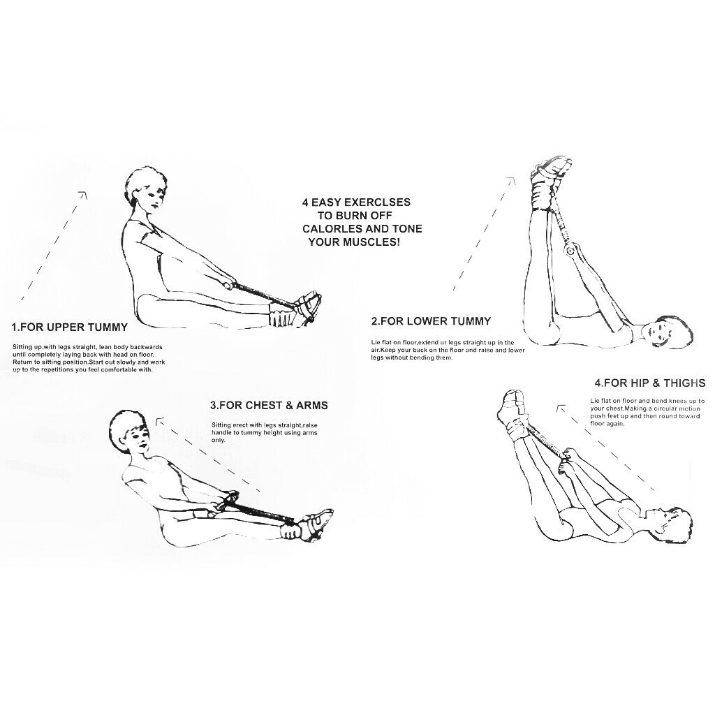 Elastic Sit Up Pull Rope Abdominal Fitness Exerciser Sport Workout Equipment