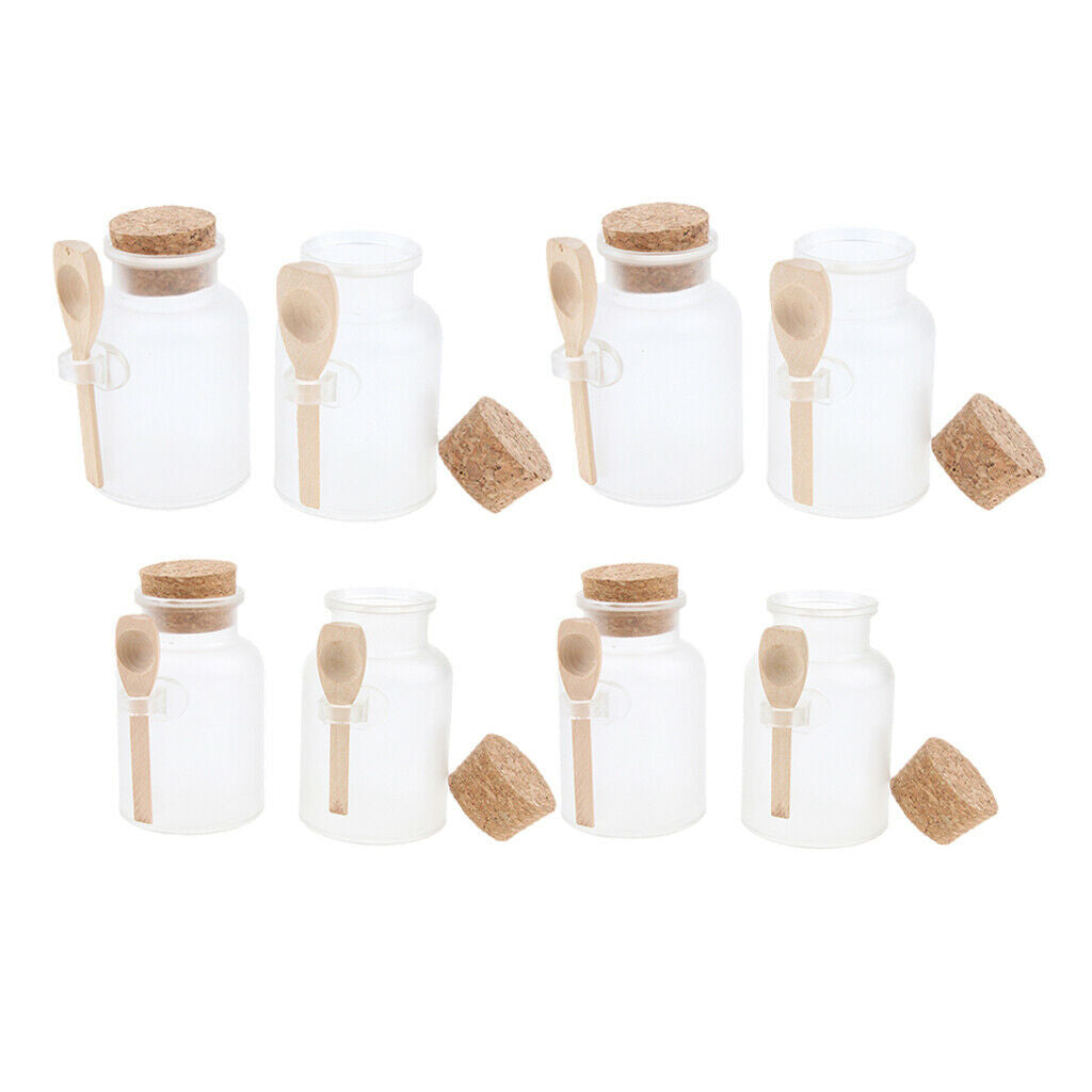 8Pcs/set Round Plastic Clear Bottle with Corks Bath Salt Vials Jar Container