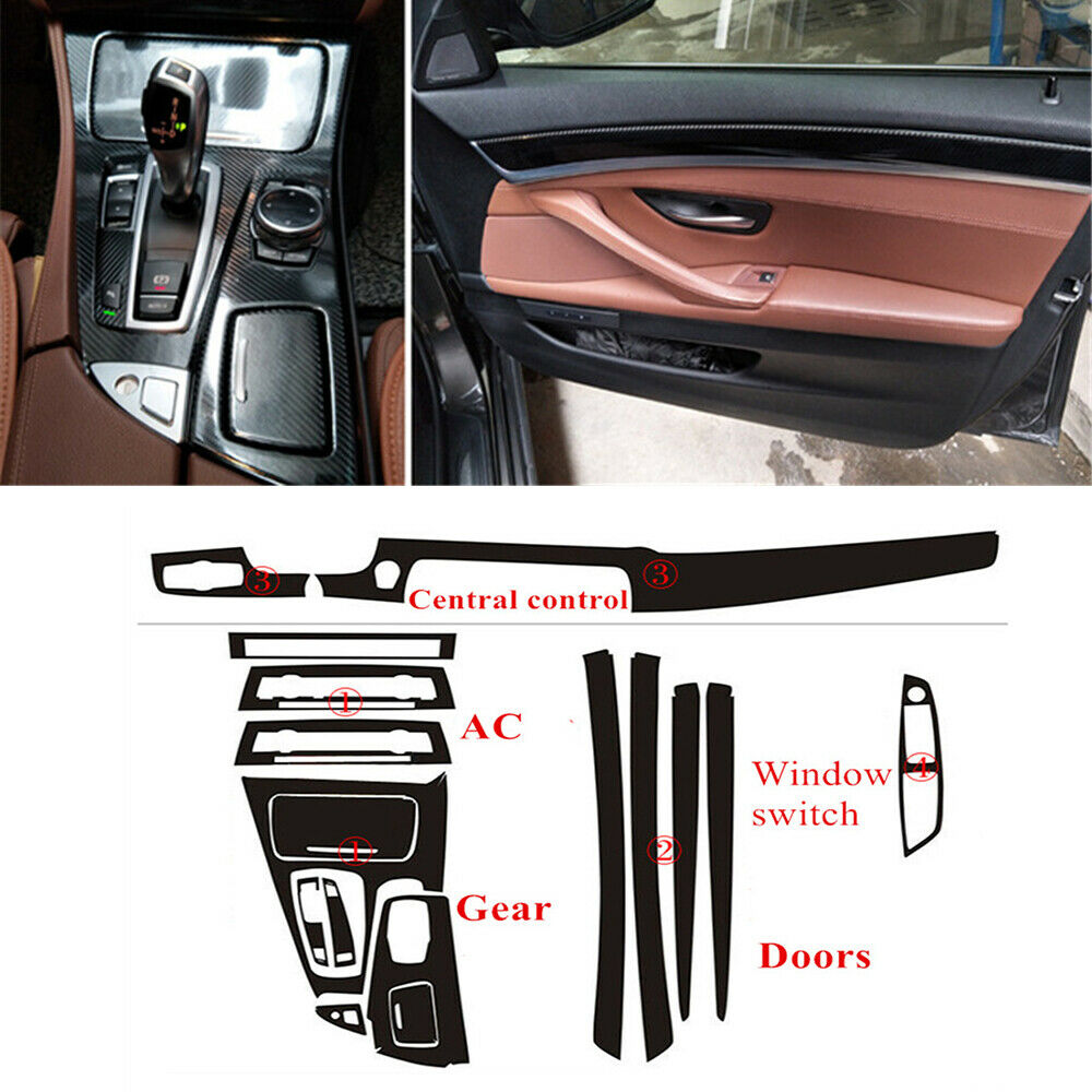 Carbon Fiber Style Interior DIY Trim Stickers For 2011-2017 BMW F10 F18 5 Series