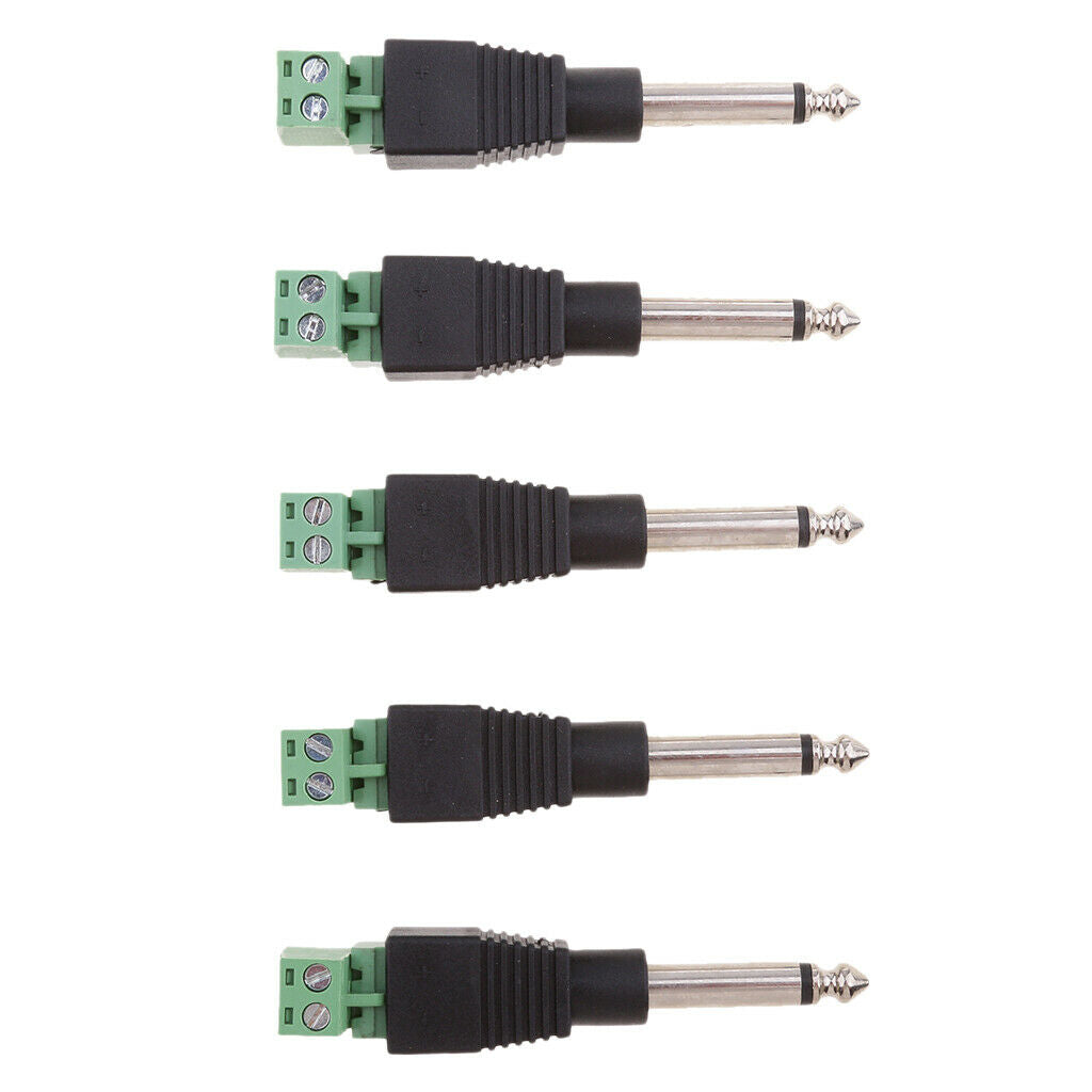 5 x Adapter 6.35mm 1/4" Male Plug to Screw Terminal Converter for Amplifier