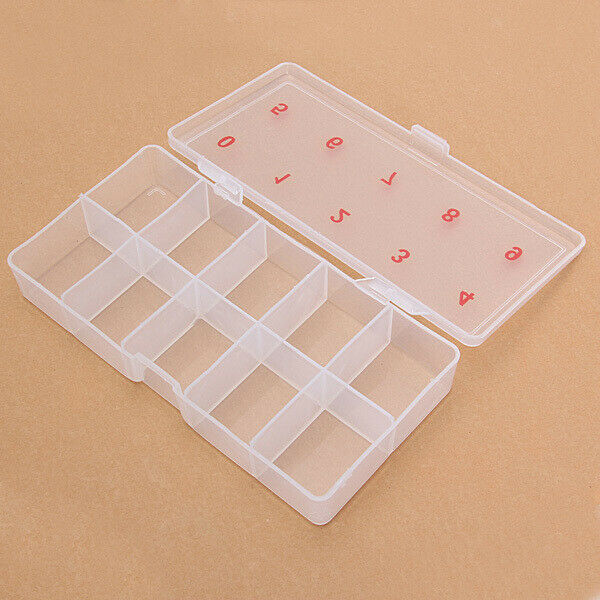Empty Nail Art Tips Rhinestones Charms Rings Storage Case Holder Clear