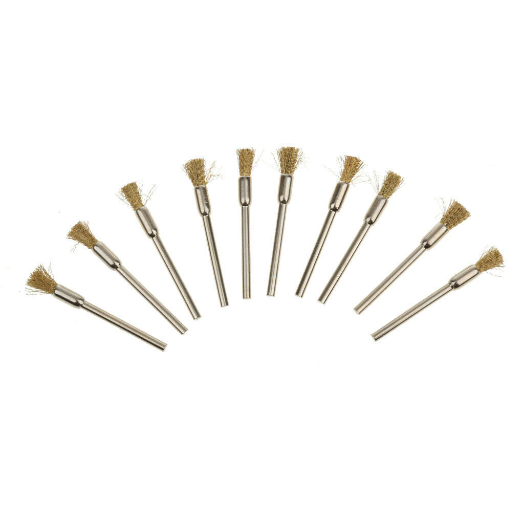10pc Copper Wire Wheel Brush Cup Tool Shank for Drill Rust Weld Polishing