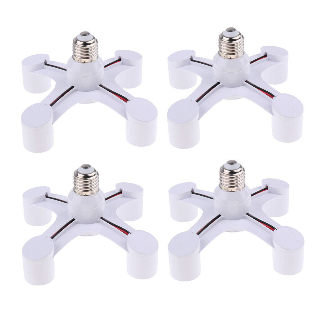 4PCS 4 in 1 Light Socket Adapter Splitter Lamp Holder Converter for E27 Bulb
