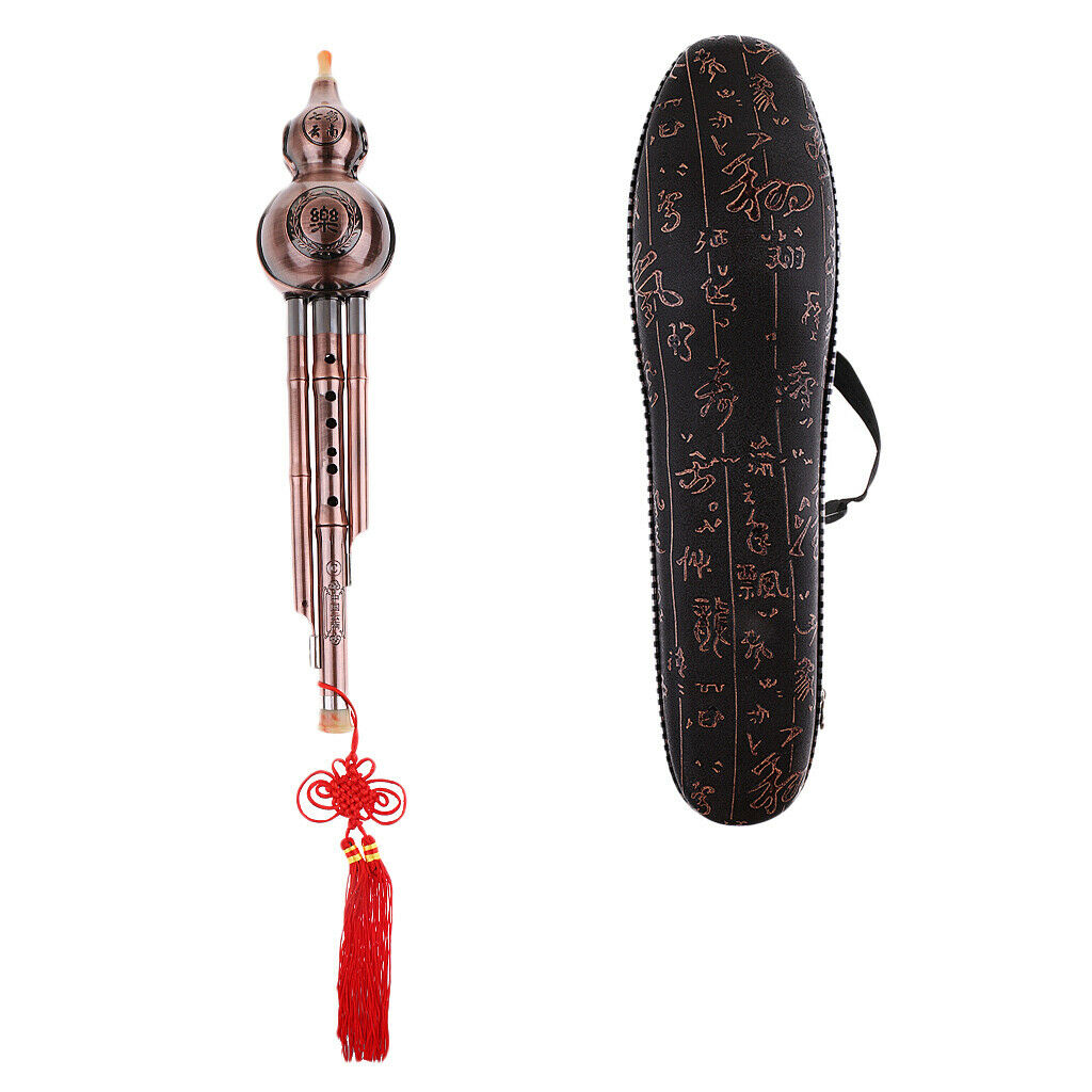 Chinese gourd flute hulusi ethnic musical instrument with knot and
