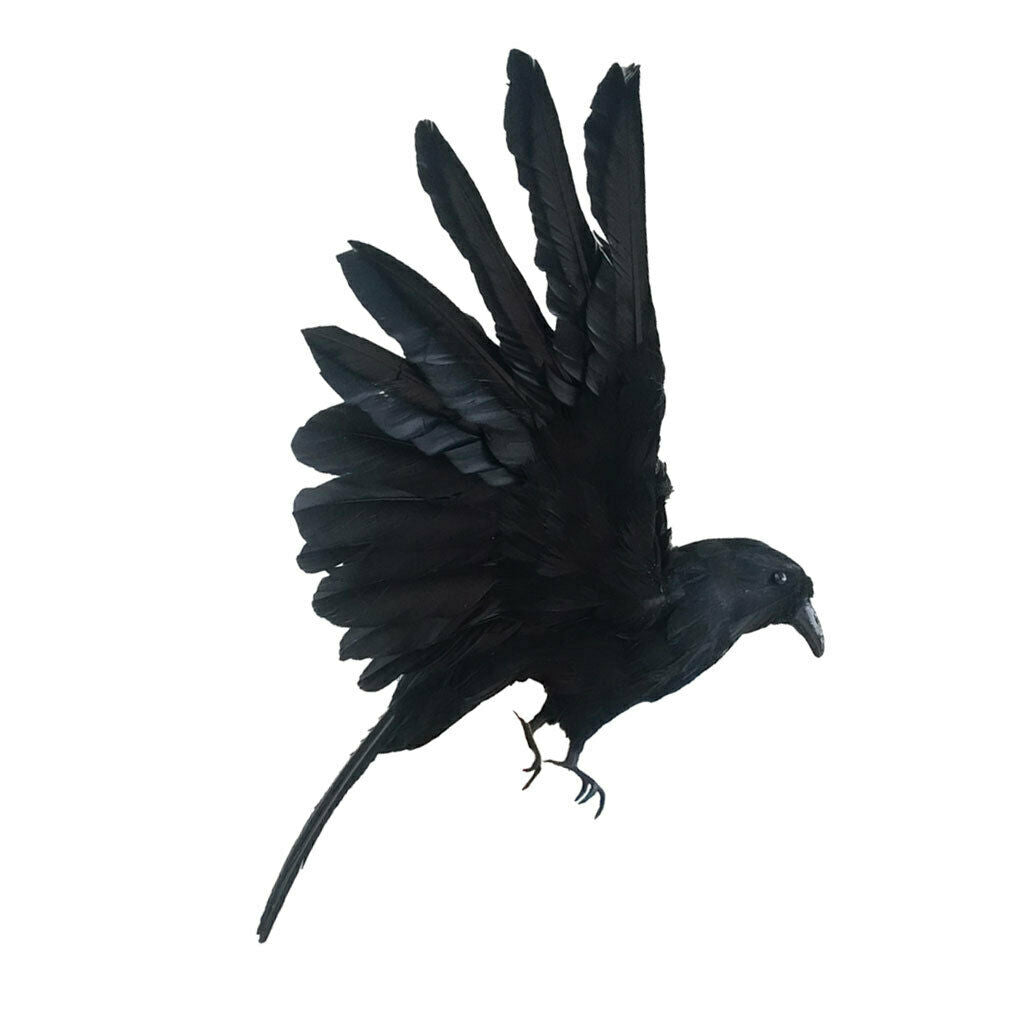 Artificial Realistic Woodland Birds for Garden Home Decoration Raven