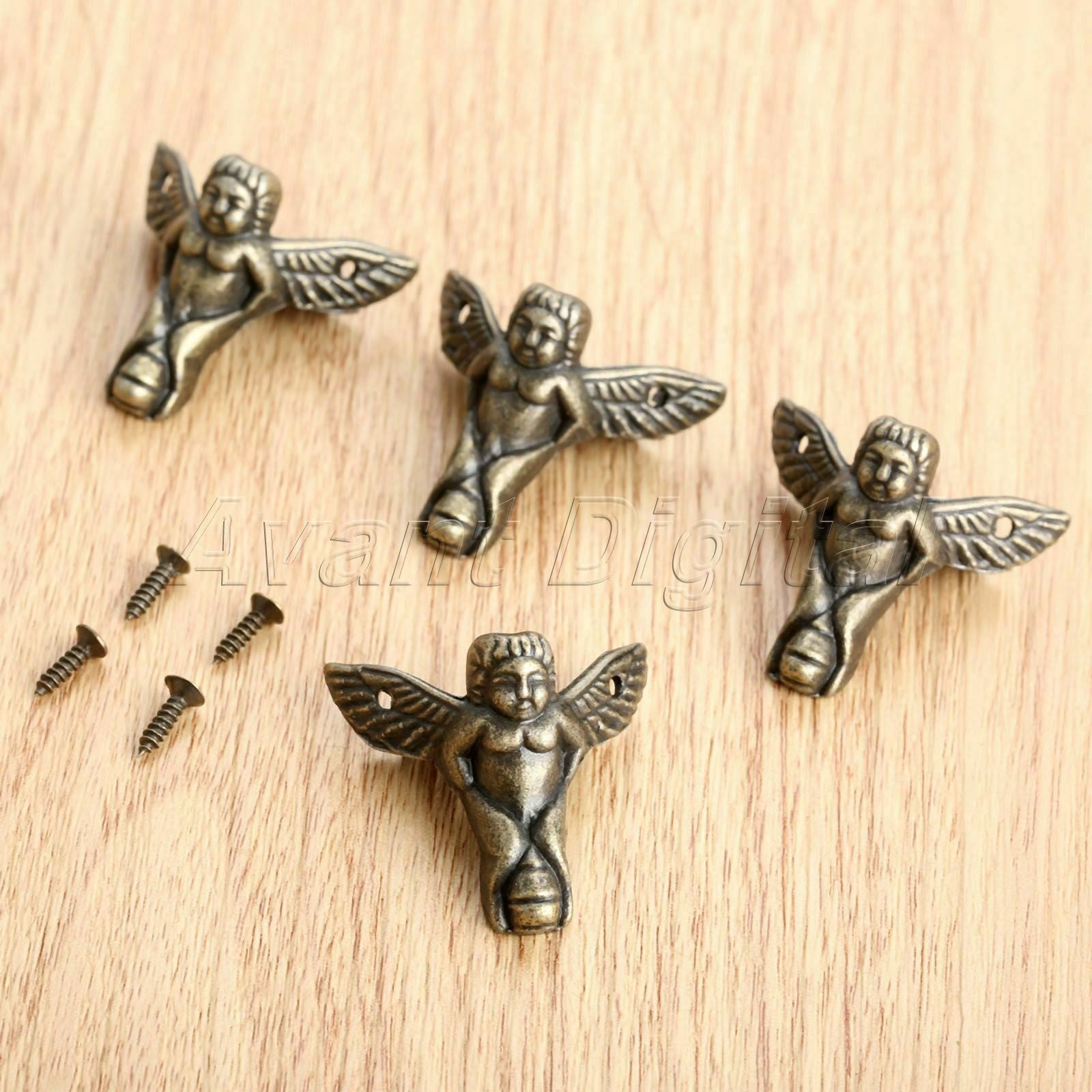 Retro Jewelry Gift Box Chest Table Feet Leg Corner Protectors Angel Style 4pcs
