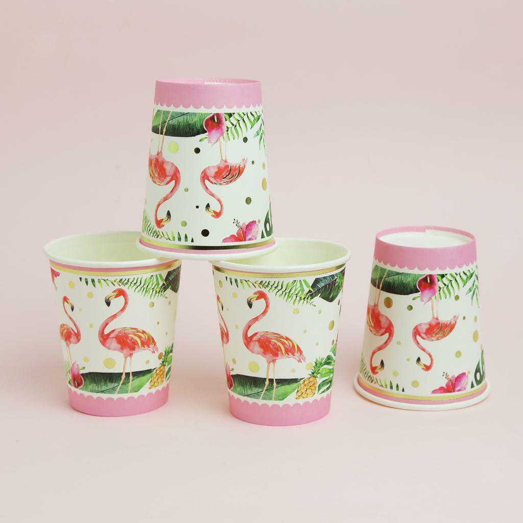 10pcs Tropical Flamingo Paper Disposable Cups Baby Shower Party Table Decor