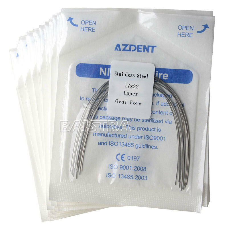 100 Packs AZDENT Dental Orthodontic Stainless Steel Rectangular Oval Arch Wires