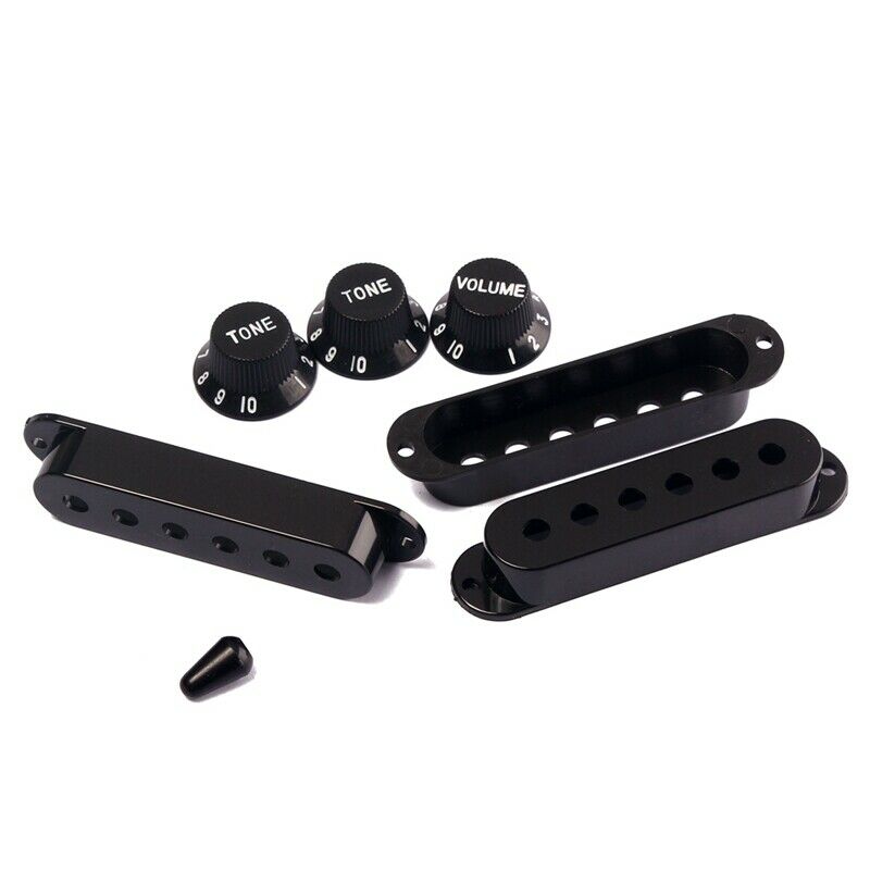 3Pcs Durable Guitar Pickup Cover Volume Tone Knobs Switch Tip Parts Set,Black A1