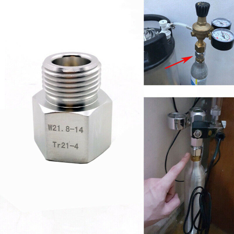 1X CO2 Tank Adapter Brass Cylinder Female CGA 320 to Male W21.8 Converter ConnI1