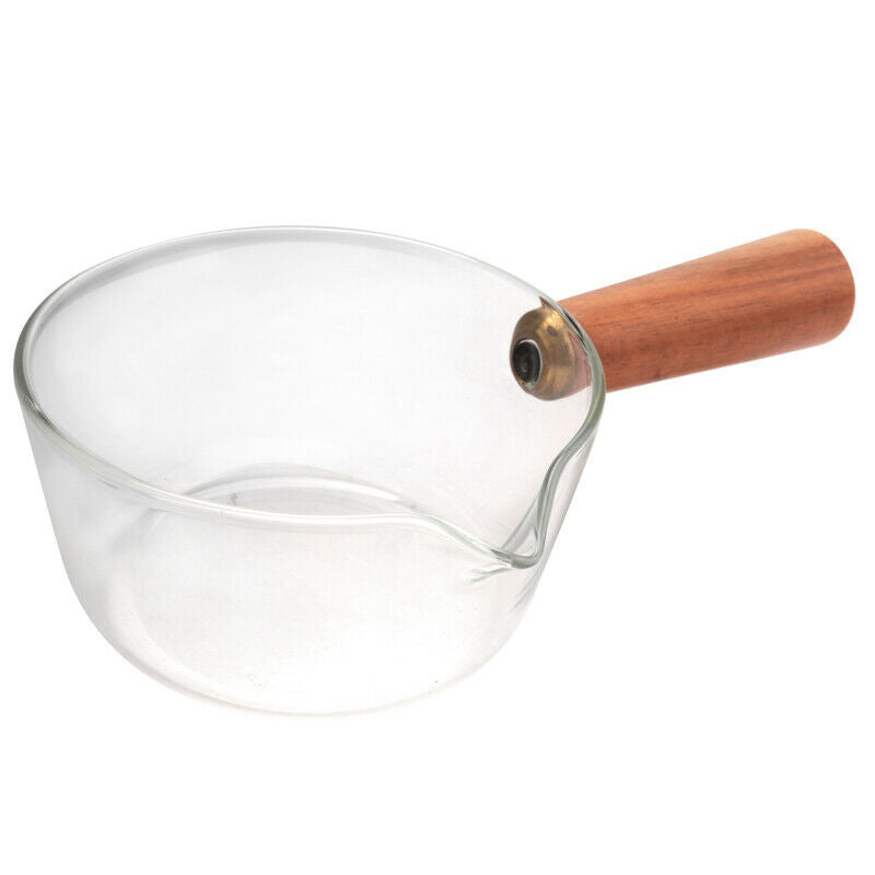 Glass Milk Pot with Wooden Handle 400Ml Cooking Pot for Salad Noodles Gas StovA4