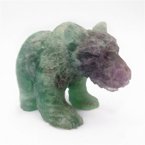 77x47x32mm Natural Fluorite Carved Bear Decoration Statue Home Decor Gift HH7919