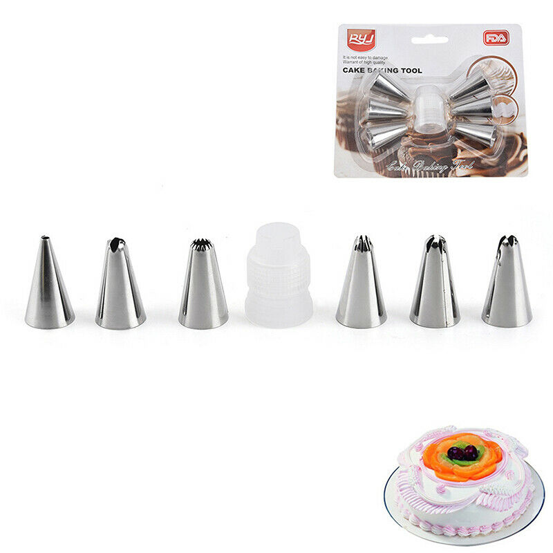 7Pcs/Set Stainless Steel Kitchen 6 Tip Cake Bread Baking Mouth Cake Makin.l8