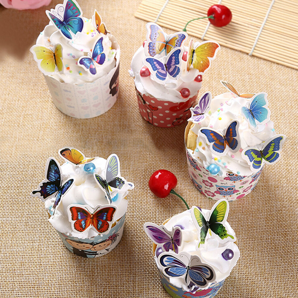 50x Butterflies Wedding Birthday Wafer Paper Cupcake Cake Toppers SE.l8