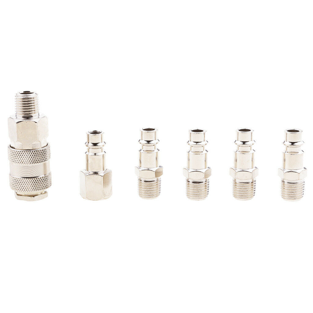 6 Pieces Air Line Hose Compressor Fitting Quick Release Connector 1/4" BSP