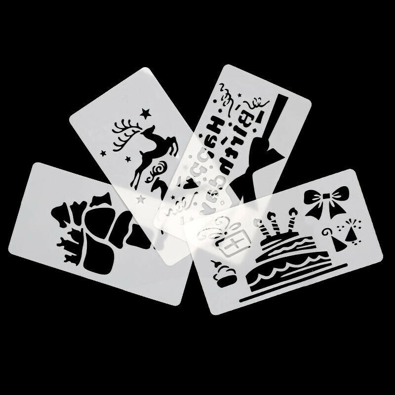 4pcs/set Christmas Santa Claus Coffee Milk Cake Cupcake Stencil Template M WLDF