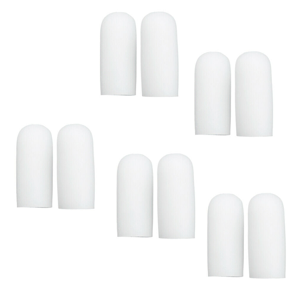 5 Pairs Soft Gel Toe Caps Cushion Pads for Calluses Reduce Friction White