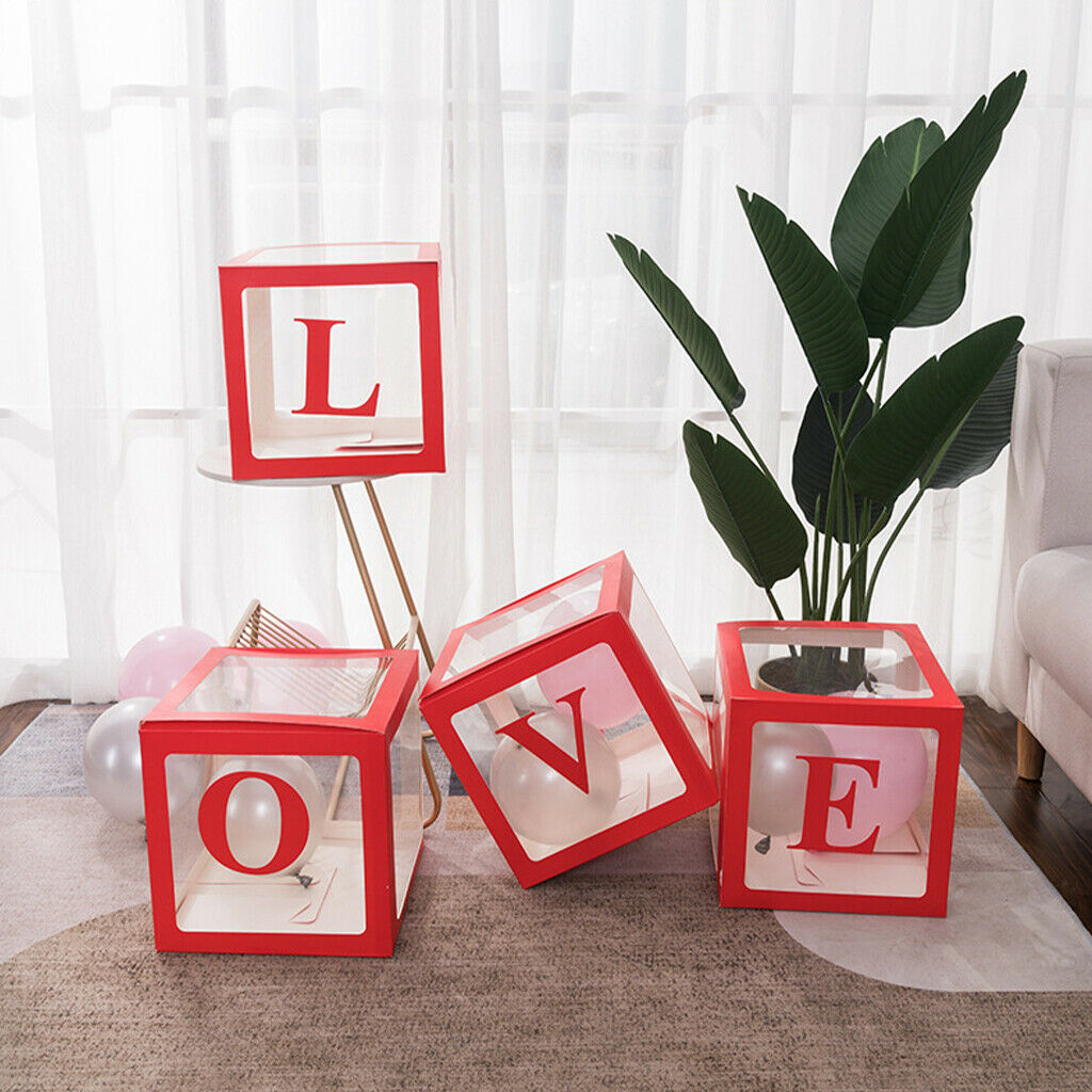 Latex Box Wedding Decoration, Transparent Birthday Party Supplies Red