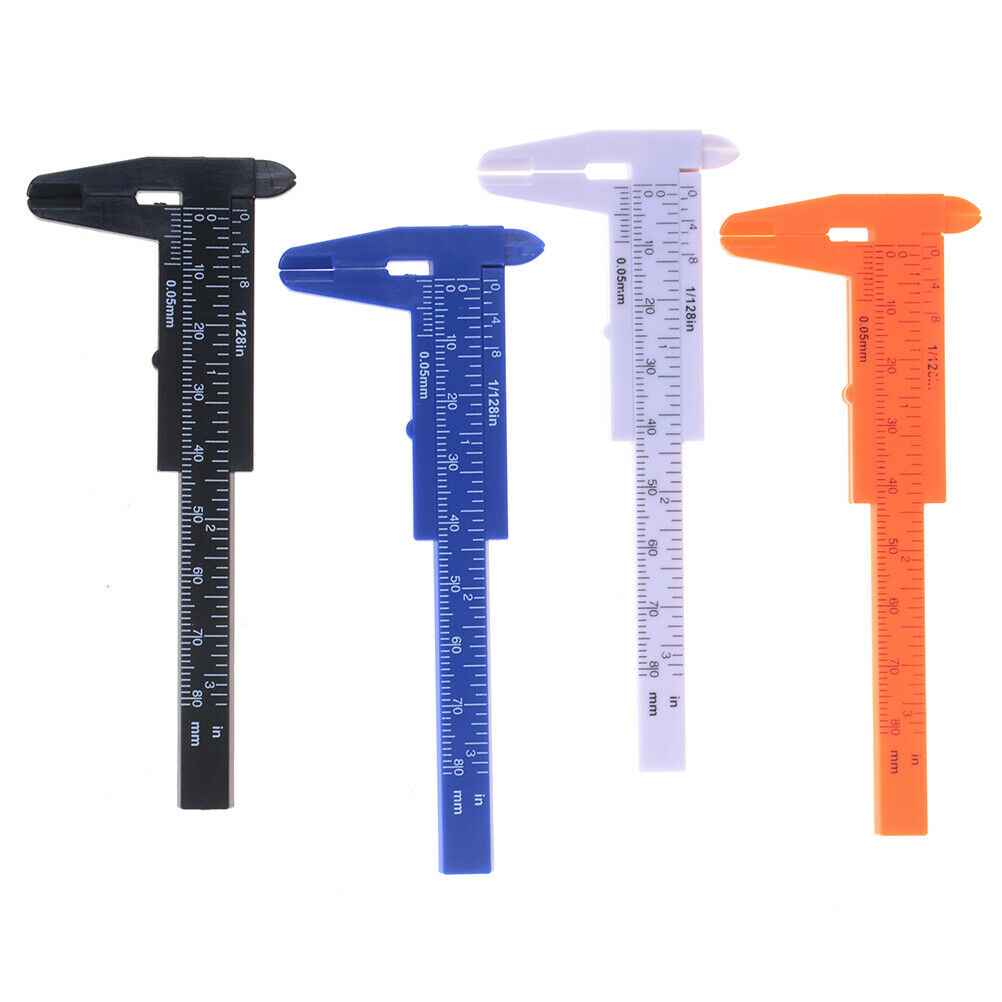 1x Mini sliding vernier caliper plastic measure ruler gauge double scale 80mm WF
