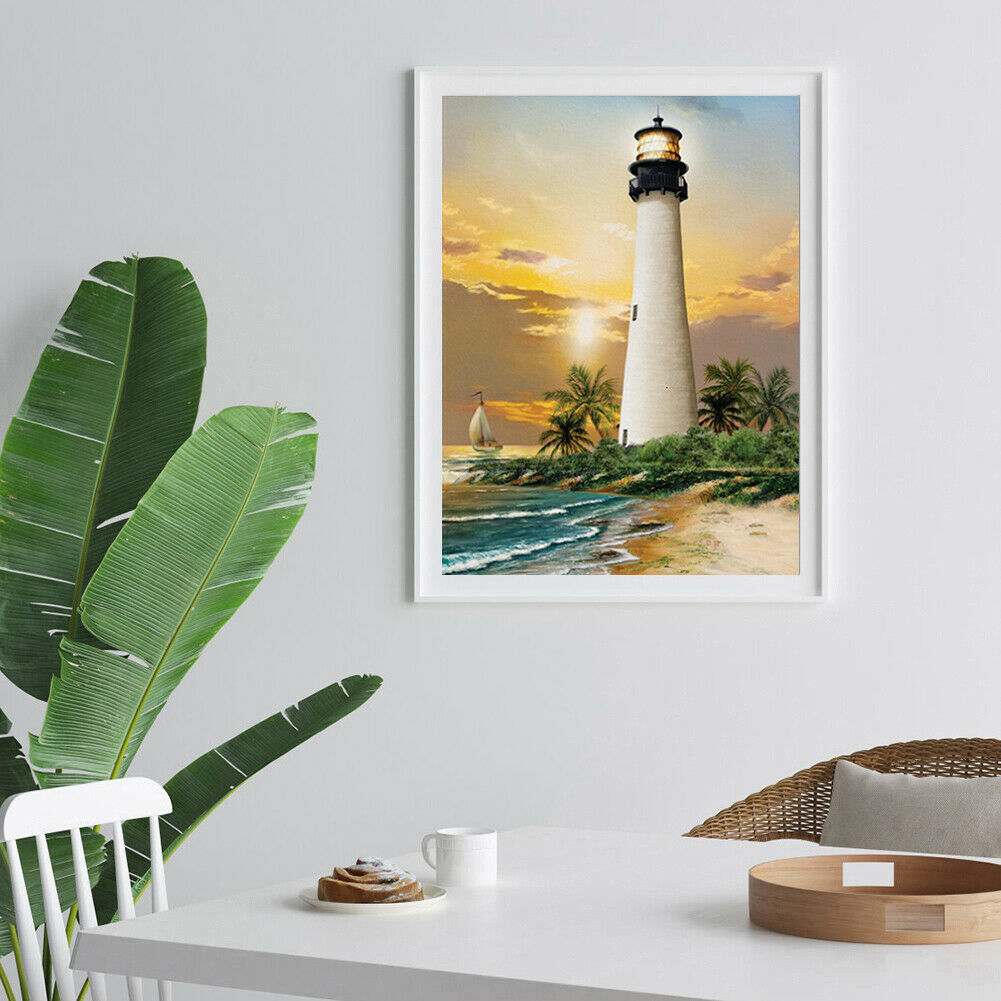 Diamond Painting Lighthouse Full Round Rhinestone Picture Home Wall Decor